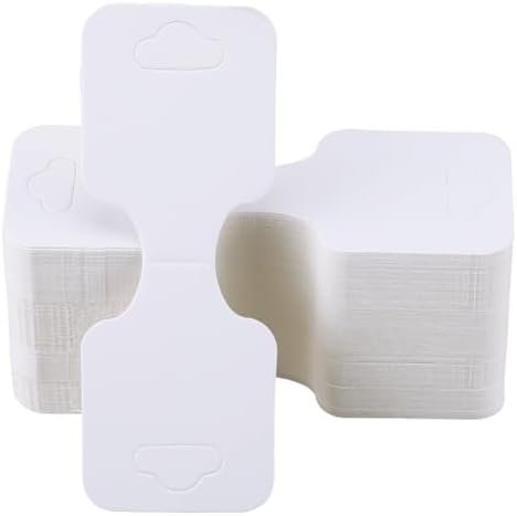 SOFPLATE 200Pcs White Jewelry Display Cards Jewelry Card Holder Paper Folding Rectangle 3.54 x 1.34 Inch Fold Over Hanging Cardboard Tags for Selling Jewelry Necklaces Bracelets Display Packaging