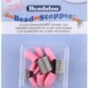 Beadalon Jewelry Making Bead Stopper - Metal & Pink Tips, Combo Pack, 4 pc | Stainless Steel with Easy Squeeze, Secure Bead Holding and Portable Design, Compatible with beading wire, thread, and string