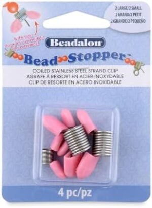 Beadalon Jewelry Making Bead Stopper - Metal & Pink Tips, Combo Pack, 4 pc | Stainless Steel with Easy Squeeze, Secure Bead Holding and Portable Design, Compatible with beading wire, thread, and string Beadalon Jewelry Making Bead Stopper - Metal & Pink Tips, Combo Pack, 4 pc | Stainless Steel with Easy Squeeze, Secure Bead Holding and Portable Design, Compatible with beading wire, thread, and string