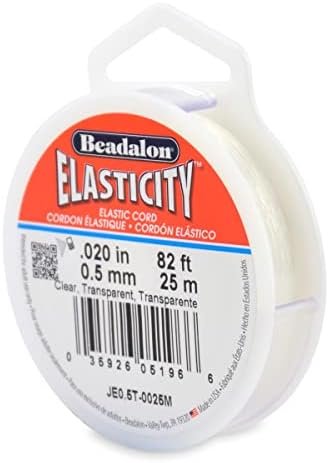 Beadalon Elasticity Bead String - Bracelet Cord, 0.5 mm/25 m, Clear | Latex-Free Rubber Stretch Cord, Tangle-Free Spooled Design, Elastic Cord for Bracelet Making & Jewelry Crafts, Made in USA Beadalon Elasticity Bead String - Bracelet Cord, 0.5 mm/25 m, Clear | Latex-Free Rubber Stretch Cord, Tangle-Free Spooled Design, Elastic Cord for Bracelet Making & Jewelry Crafts, Made in USA