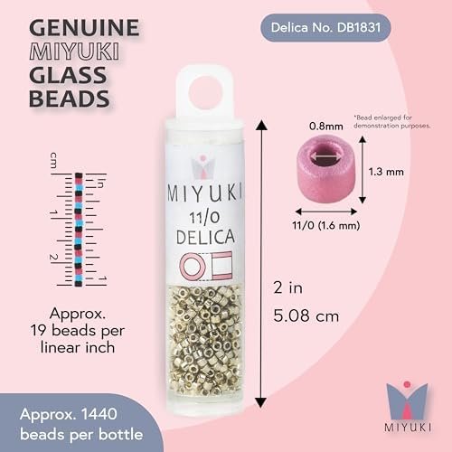 Miyuki Delica Seed Beads | Size 11/0 (1.6 mm), DB1831, Duracoat Galvanized Silver, 7.2 g, Approx. 1440 Beads, Made in Japan Miyuki Delica Seed Beads | Size 11/0 (1.6 mm), DB1831, Duracoat Galvanized Silver, 7.2 g, Approx. 1440 Beads, Made in Japan