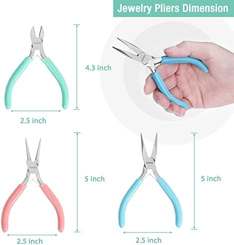 WORKPRO Jewelry Pliers Set, 3 Pack Jewelry Making Tool Kit | Includes Mini Needle Nose Plier/Chain Nose Plier, Round Nose Plier and Wire Cutter for Jewelry Repair & Making, DIY Crafts