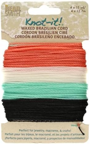 The Beadsmith Knot It Waxed Polyester Cord – Ocean Dreams – 0.7mm Diameter – 4 Cords, 15 Yards Each – Make Jewelry, Macrame, Friendship Bracelets and DIY Crafts