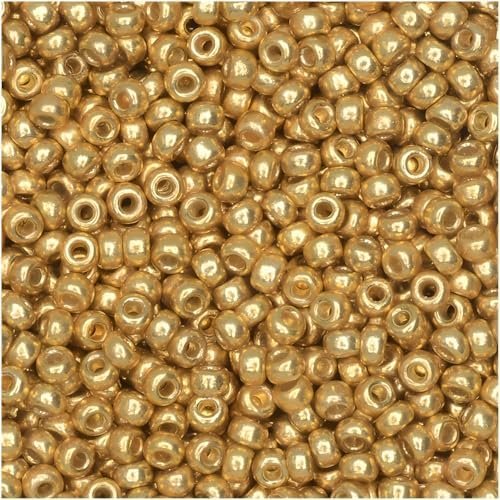 Miyuki Round Rocailles Seed Beads – Size 8/0 (3mm), Duracoat Galvanized Gold, 22 g, Made in Japan Miyuki Round Rocailles Seed Beads – Size 8/0 (3mm), Duracoat Galvanized Gold, 22 g, Made in Japan