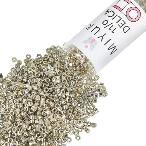 Miyuki Delica Seed Beads | Size 11/0 (1.6 mm), DB1831, Duracoat Galvanized Silver, 7.2 g, Approx. 1440 Beads, Made in Japan Miyuki Delica Seed Beads | Size 11/0 (1.6 mm), DB1831, Duracoat Galvanized Silver, 7.2 g, Approx. 1440 Beads, Made in Japan