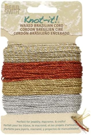 The Beadsmith Knot It Waxed Polyester Cord – Metallics – 0.7mm Diameter – 4 Cords, 15 Yards Each – Make Jewelry, Macrame, Friendship Bracelets and DIY Crafts The Beadsmith Knot It Waxed Polyester Cord – Metallics – 0.7mm Diameter – 4 Cords, 15 Yards Each – Make Jewelry, Macrame, Friendship Bracelets and DIY Crafts