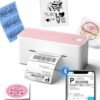 Phomemo Bluetooth Thermal Label Printer, 241BT 4X6 Shipping Label Printer | Wireless Label Printer for Small Business and Shipping Package, Compatible with iPhone, Android, Shopify, Amazon, USPS, Pink