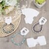 SOFPLATE 200Pcs White Jewelry Display Cards Jewelry Card Holder Paper Folding Rectangle 3.54 x 1.34 Inch Fold Over Hanging Cardboard Tags for Selling Jewelry Necklaces Bracelets Display Packaging