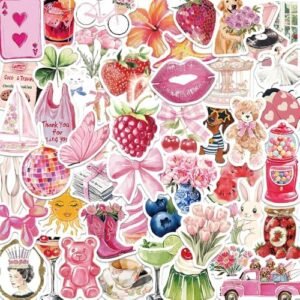 55 PCS Vintage Pink Stickers, Waterproof Retro Aesthetic Stickers for Water Bottles,Laptop Scrapbook Journaling Decorative Decals for Adults 55 PCS Vintage Pink Stickers, Waterproof Retro Aesthetic Stickers for Water Bottles,Laptop Scrapbook Journaling Decorative Decals for Adults