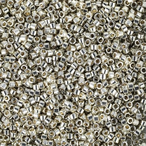 Miyuki Delica Seed Beads | Size 11/0 (1.6 mm), DB1831, Duracoat Galvanized Silver, 7.2 g, Approx. 1440 Beads, Made in Japan Miyuki Delica Seed Beads | Size 11/0 (1.6 mm), DB1831, Duracoat Galvanized Silver, 7.2 g, Approx. 1440 Beads, Made in Japan