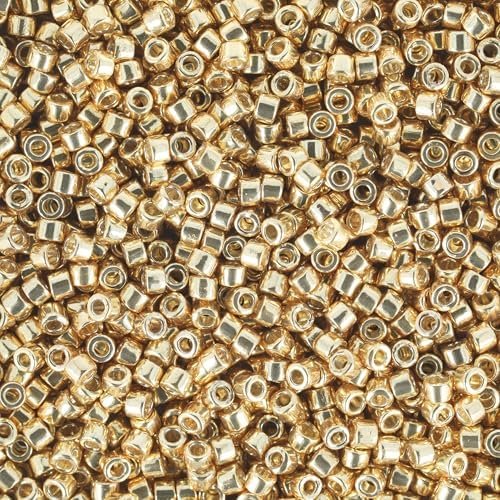 Miyuki Delica Seed Beads | Size 11/0 (1.6 mm), DB1832, Duracoat Galvanized Gold, 7.2 g, Approx. 1440 Beads, Made in Japan Miyuki Delica Seed Beads | Size 11/0 (1.6 mm), DB1832, Duracoat Galvanized Gold, 7.2 g, Approx. 1440 Beads, Made in Japan