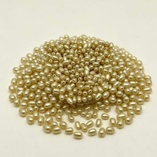 Metallic Teardrop Pearls and Oval Rice Glass Pearl Beads