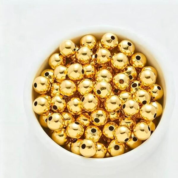 500pcs Copper 18K Plated Round Seed Beads