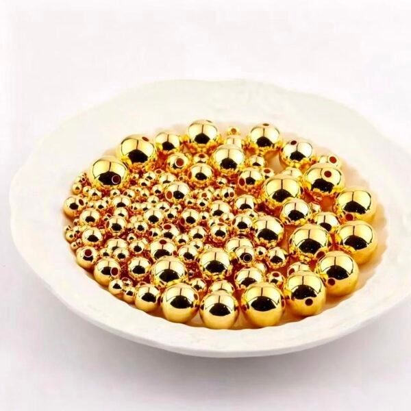 500pcs Copper 18K Plated Round Seed Beads