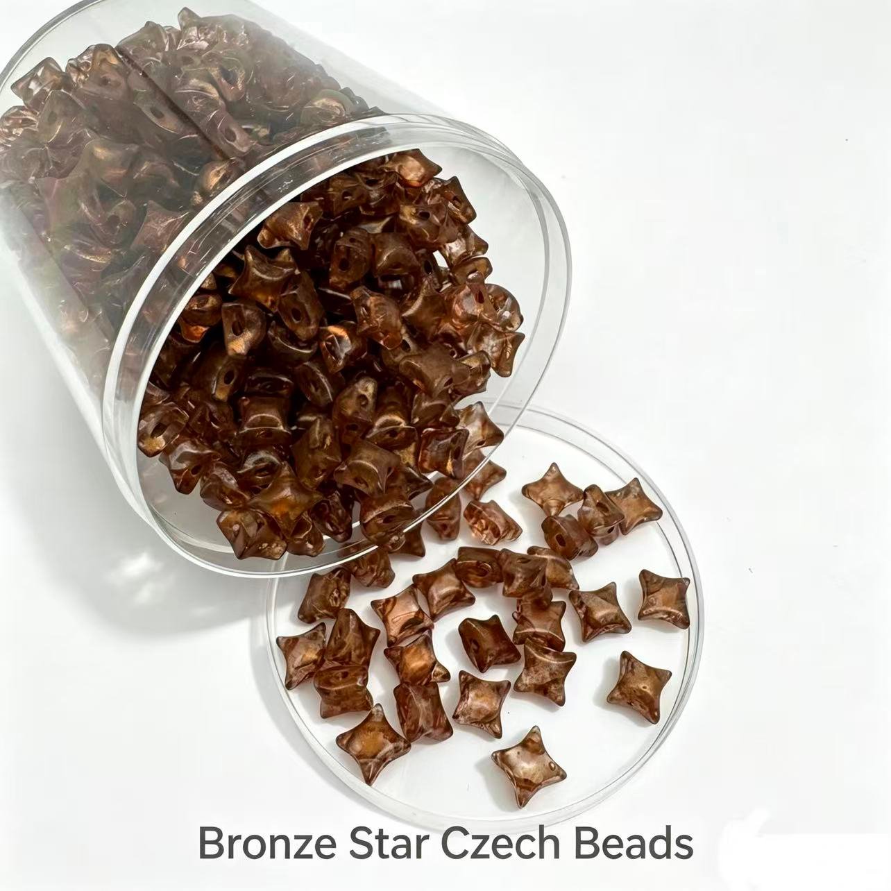 Czech Double Hole 4-Point-Star Beads - Bronze Czech Double Hole 4-Point-Star Beads
