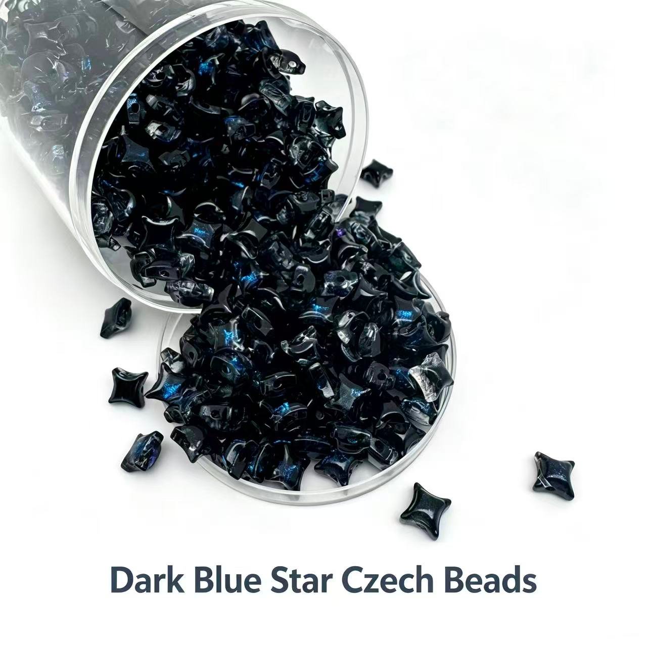 Czech Double Hole 4-Point-Star Beads - Dark Blue Czech Double Hole 4-Point-Star Beads