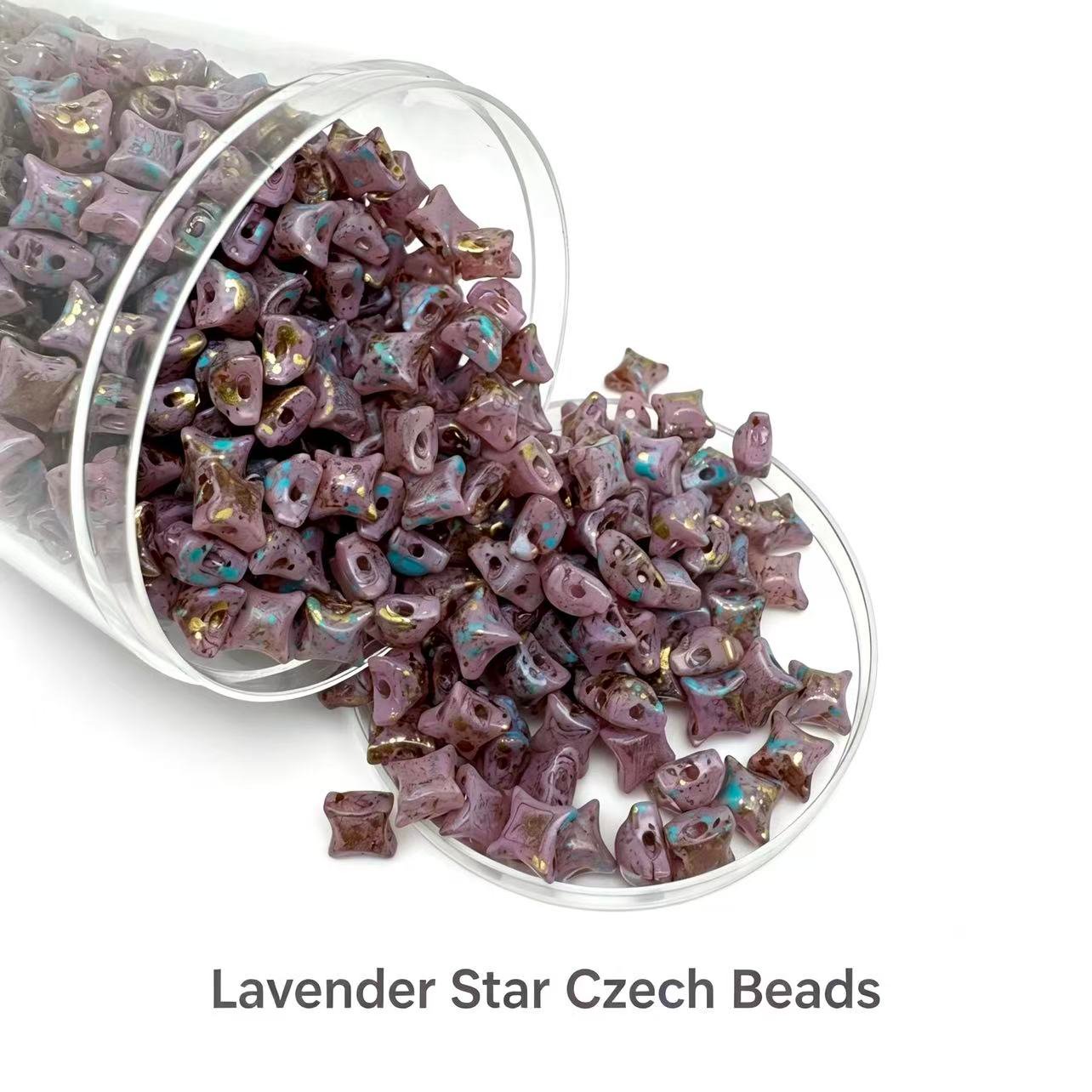 Czech Double Hole 4-Point-Star Beads - Lavender Czech Double Hole 4-Point-Star Beads