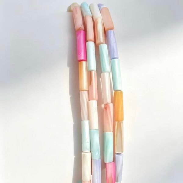 Macaron Long Tube Shell Beads 4-13mm 29pcs 1 strand Macaron Color Shell Beads, Natural Shell