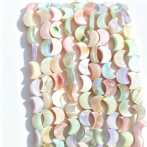 8*10mm Macaron Moon Shell Beads 8-10mm 36pcs 1 strand Macaron Color Shell Beads, Natural Shell