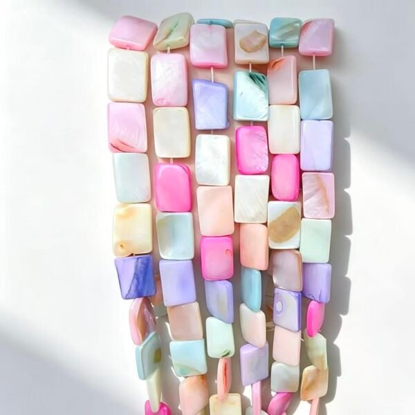 10*15mm Macaron Square Shell Beads 10-15mm 25pcs 1 strand Macaron Color Shell Beads, Natural Shell