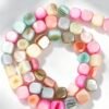 8mm Macaron Square Shell Beads 8mm 47pcs 1 strand Macaron Color Shell Beads, Natural Shell
