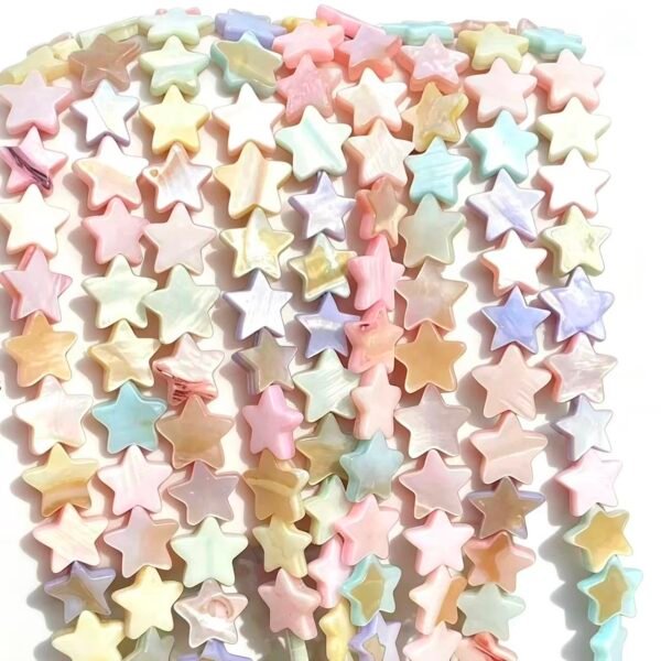 Macaron Star Shell Beads 10mm 42 pcs 1 strand Macaron Color Shell Beads, Natural Shell