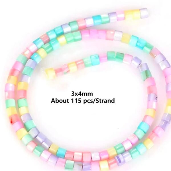 3*4mm Macaron small cylinder Shell Beads 3-4mm 115 pcs 1 strand Macaron Color Shell Beads, Natural Shell