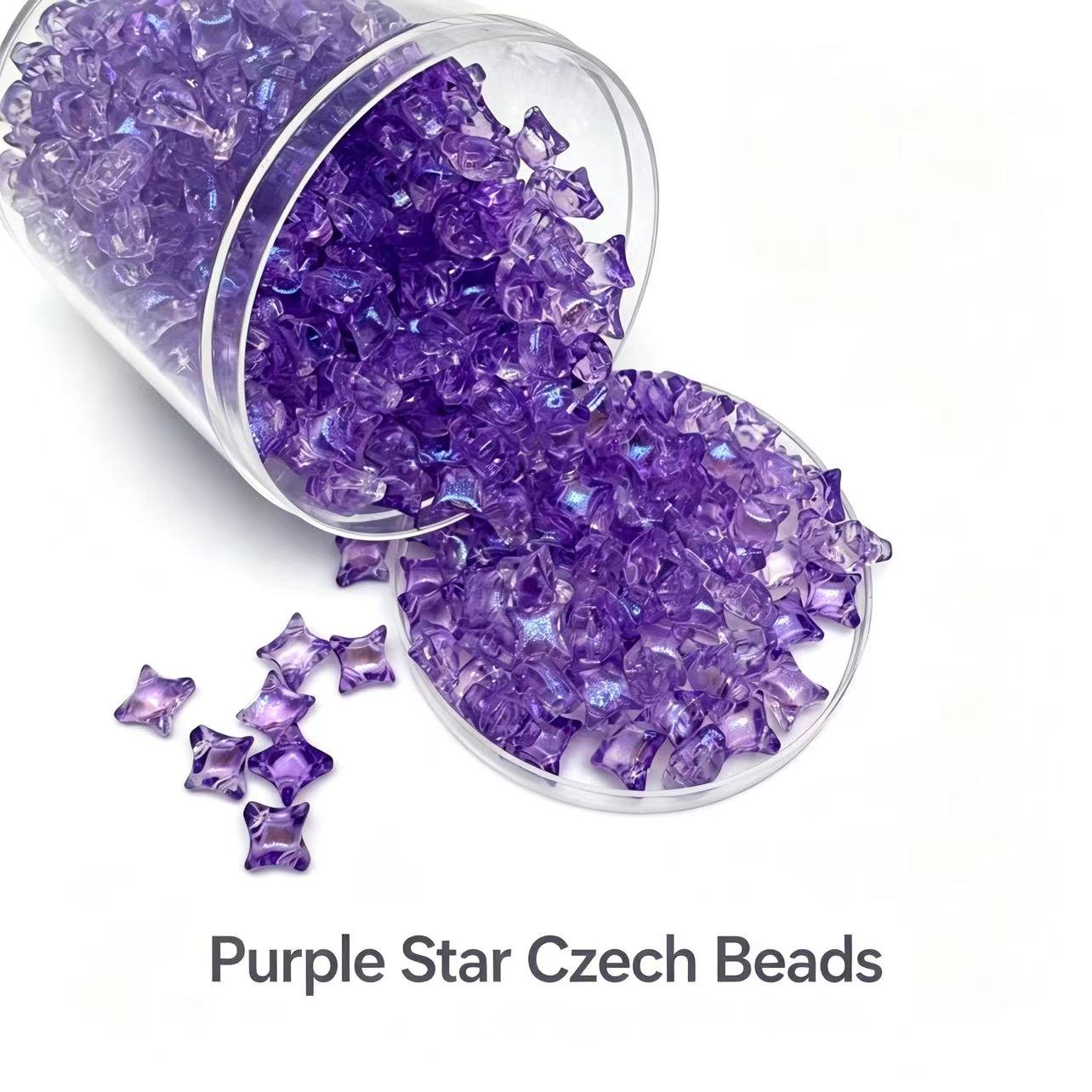 Czech Double Hole 4-Point-Star Beads - Purple Czech Double Hole 4-Point-Star Beads