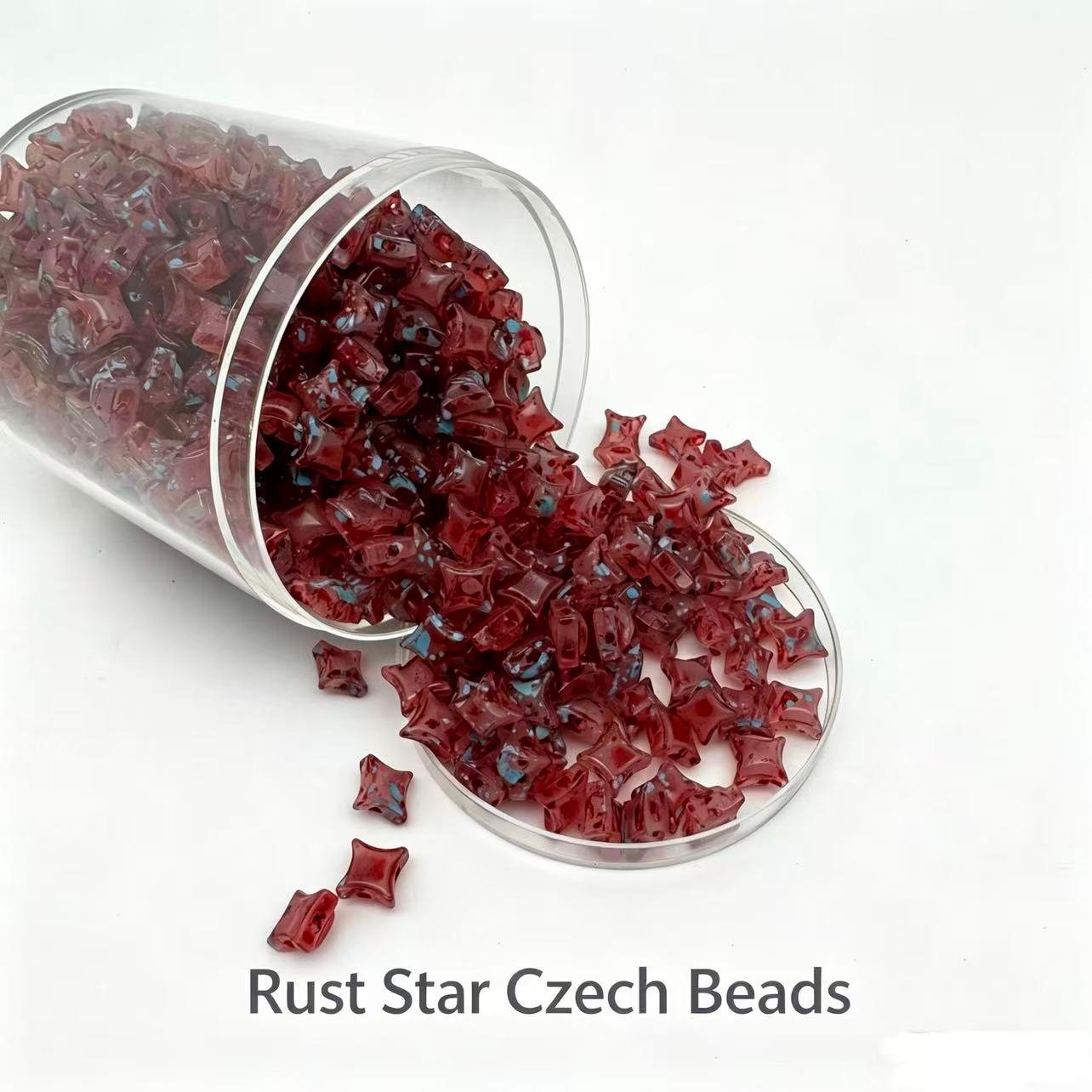 Czech Double Hole 4-Point-Star Beads - Rust Czech Double Hole 4-Point-Star Beads