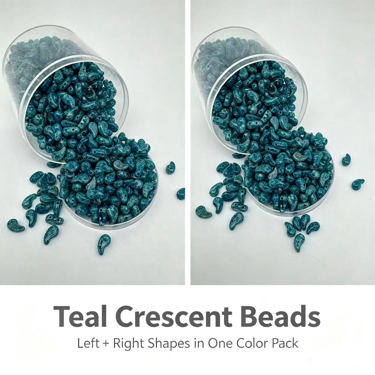 Czech_Crescent_two_hole_Beads - Teal Czech_Crescent_two_hole_Beads