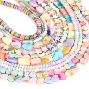 Macaron Pastel Shell Beads Natural Shell Bead Strand For Handmade Jewelry DIY Craft Macaron Color Shell Beads, Natural Shell