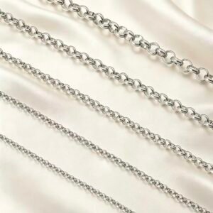 1m (3 inches )Stainless Steel 18K Gold Vacuum 2mm Plated Pearl Chain, Color‑Retaining DIY Jewelry Chain for Necklaces & Bracelets