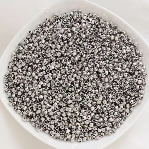 3MM Sparkly Shinny Faceted Metal Spacer Beads | 2mm,3mm, 18K Gold & Thick Silver Plated, 100 Beads Per Pack, Sparkly Cut Beads for Jewelry Making Bracelet DIY Supplies