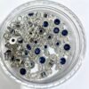BLUE SILVER 4mm Zircon Double Hole Spacer Beads, 20pcs/Pack, Copper Vacuum Plating Jewelry Making Supplies