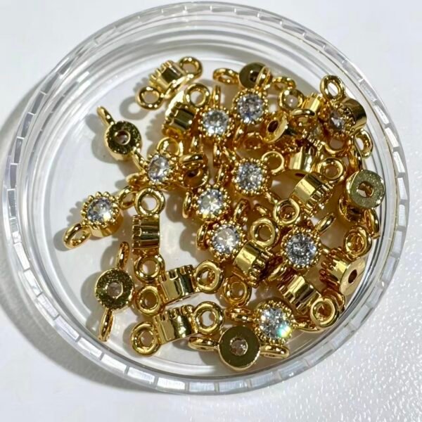 GOLD CLEAR 4mm Zircon Double Hole Spacer Beads, 20pcs/Pack, Copper Vacuum Plating Jewelry Making Supplies