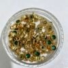 GREEN GOLD 4mm Zircon Double Hole Spacer Beads, 20pcs/Pack, Copper Vacuum Plating Jewelry Making Supplies