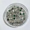 GREEN SILVER 4mm Zircon Double Hole Spacer Beads, 20pcs/Pack, Copper Vacuum Plating Jewelry Making Supplies