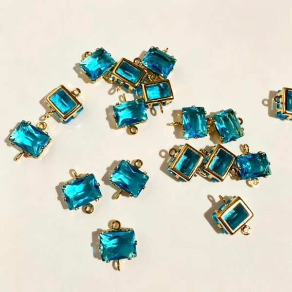 5×7mm Rectangle Zircon Two-Way Link Connector Charms,20pcs/.90 Gold Plated, Jewelry Making Supplies