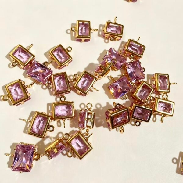 5×7mm Rectangle Zircon Two-Way Link Connector Charms,20pcs/.90 Gold Plated, Jewelry Making Supplies