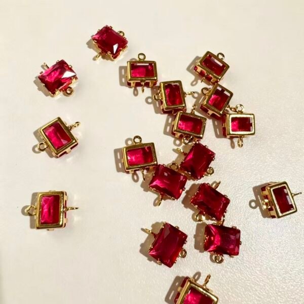 5×7mm Rectangle Zircon Two-Way Link Connector Charms,20pcs/.90 Gold Plated, Jewelry Making Supplies