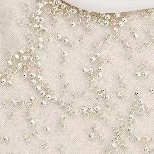 SILVER Crimp Beads | 2.5mm, 18K Gold & Bright Silver Plated, 100 Pieces Per Pack, Easy Crimp High Tarnish Resistant Metal Stopper Beads for Bracelet Necklace DIY Jewelry Findings
