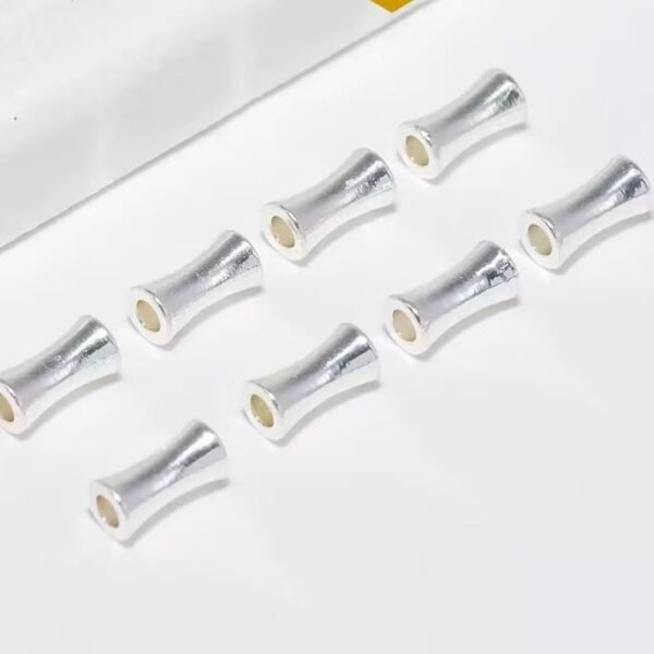 Silver Bamboo Knot Spacer Beads | 3×5mm, 18K Gold & Bright Silver Plated, 50 Beads Per Pack, Bamboo Shape Copper Beads for Bracelet Necklace DIY Jewelry Making Supplies