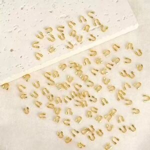 U Shape Crimp Ends | 4.5mm, 18K Gold & Bright Silver Plated, 100 Pieces Per Pack, Easy Crimp High Tarnish Resistant U Cord Ends for Bracelet Necklace DIY Jewelry Findings