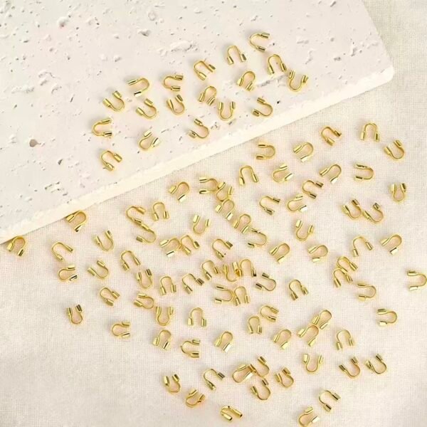 U Shape Crimp Ends | 4.5mm, 18K Gold & Bright Silver Plated, 100 Pieces Per Pack, Easy Crimp High Tarnish Resistant U Cord Ends for Bracelet Necklace DIY Jewelry Findings