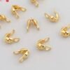 gold Crimp End Caps | 4mm, 18K Gold & Bright Silver Vacuum Plated, 50 Pieces Per Pack, High Tarnish Resistant End Caps for Bracelet Necklace Cord DIY Jewelry Findings