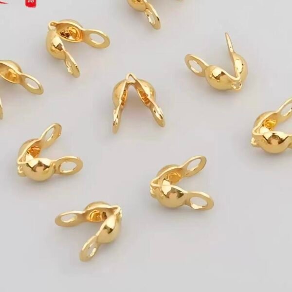 gold Crimp End Caps | 4mm, 18K Gold & Bright Silver Vacuum Plated, 50 Pieces Per Pack, High Tarnish Resistant End Caps for Bracelet Necklace Cord DIY Jewelry Findings