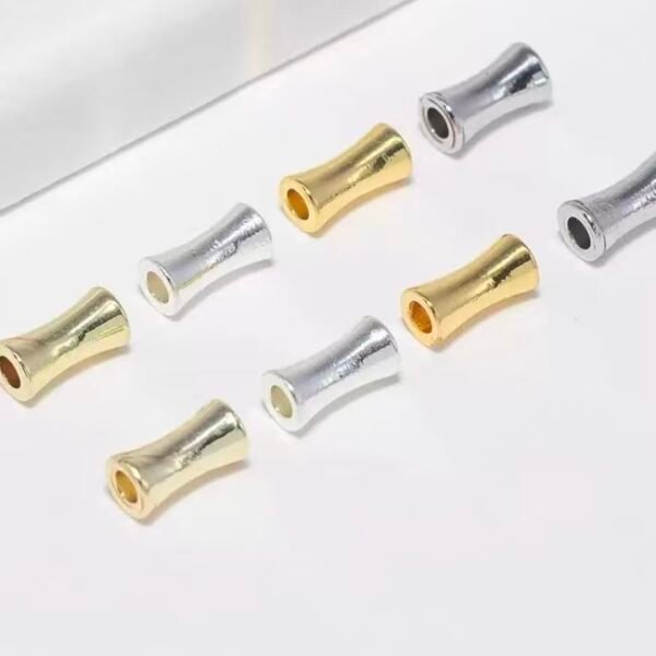 main Bamboo Knot Spacer Beads | 3×5mm, 18K Gold & Bright Silver Plated, 50 Beads Per Pack, Bamboo Shape Copper Beads for Bracelet Necklace DIY Jewelry Making Supplies