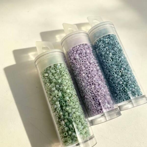 1.6mm Delica Seed Beads, Cylindrical Loose Beads with Clear Storage Tube, 15g Per Tube for Jewelry Making DIY