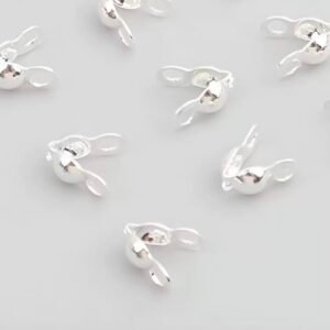Crimp End Caps | 4mm, 18K Gold & Bright Silver Vacuum Plated, 50 Pieces Per Pack, High Tarnish Resistant End Caps for Bracelet Necklace Cord DIY Jewelry Findings