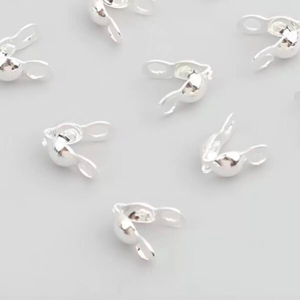 silver Crimp End Caps | 4mm, 18K Gold & Bright Silver Vacuum Plated, 50 Pieces Per Pack, High Tarnish Resistant End Caps for Bracelet Necklace Cord DIY Jewelry Findings